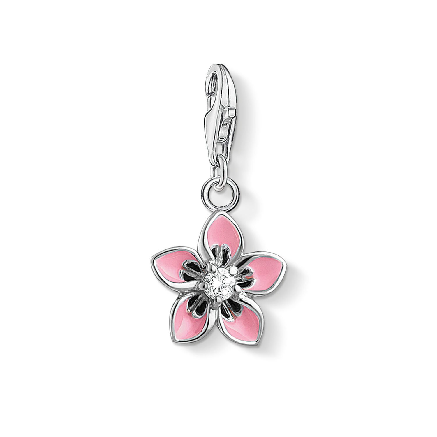 THOMAS SABO Damen Charm-Anhänger Rosa Blume 925 Sterling Silber 1354-041-9