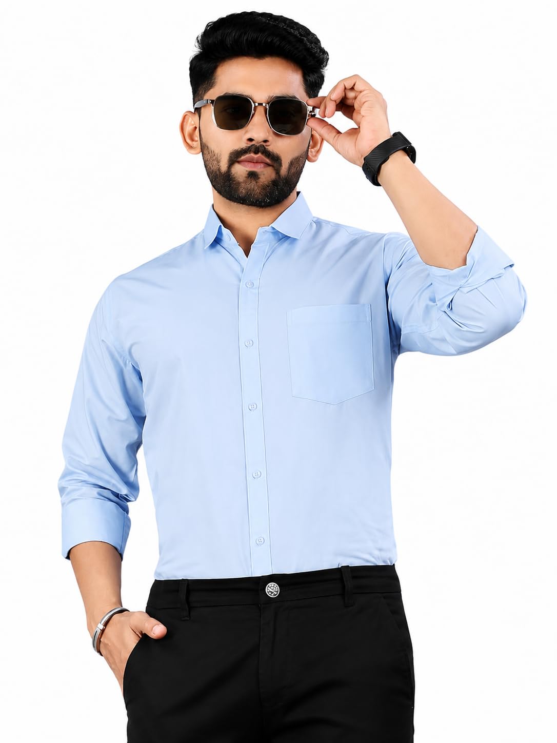 rafson Men's Formal Casual Shirt | Regular Fit Cotton Blend | Full Sleeve Office Shirt-picture-28