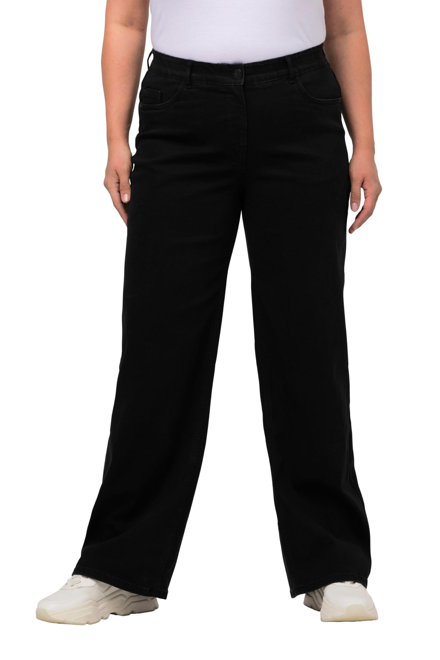 Ulla Popken Femme Grandes Tailles T-Shirt Manches Longues et Patte de Boutonnage, Collection Basic, Coupe Regular Fit 700603