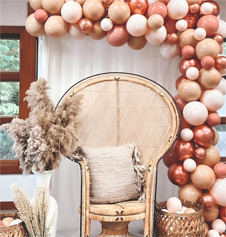 Image of Balloon Decoration Set, 62 Pieces, Dusty Pink and Beige with Confetti Balloons for Birthday, Baby Shower, Anniversary