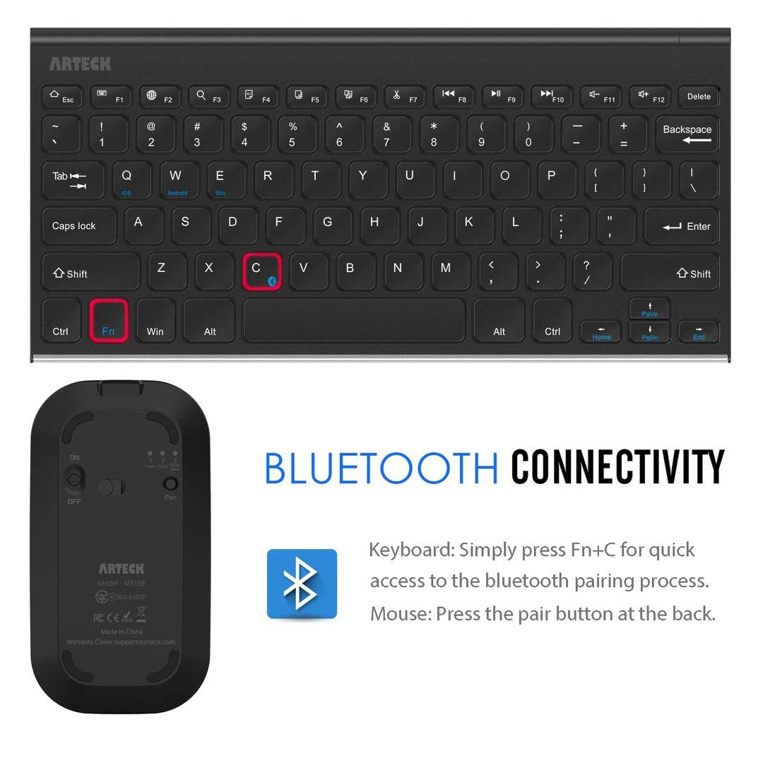 Buy Arteck Bluetooth Keyboard and Mouse Combo Ultra Compact Slim