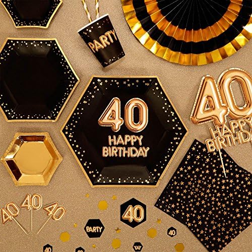 Neviti 773161 Glitz and Glamour Paper Plates, Black/Gold, Large