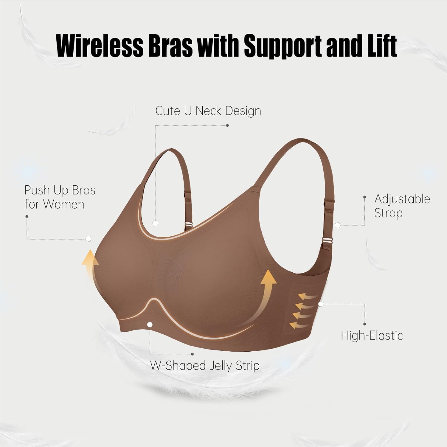 OEAK Womens Wireless Bras Comfortable Push Up Bra Smooth U Neck Bralette Full Coverage Bras Seamless Tshirt Everyday Bras - Image 7