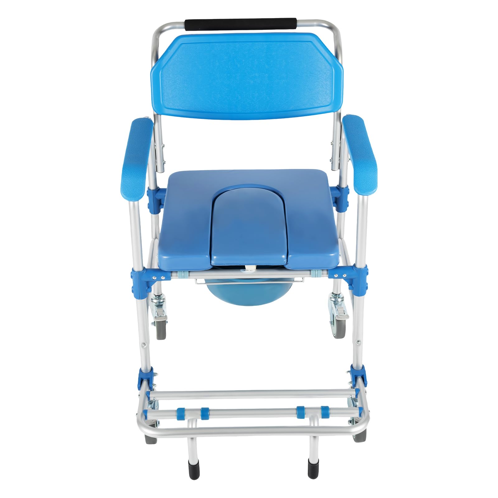 Bedside Commode Chair 330LBS Large Shower Chair with Wheels Shampoo Chair with Bucket Adjustable Transport Rolling Chair for Toilet Potty Chair for Seniors Adults Handicapped