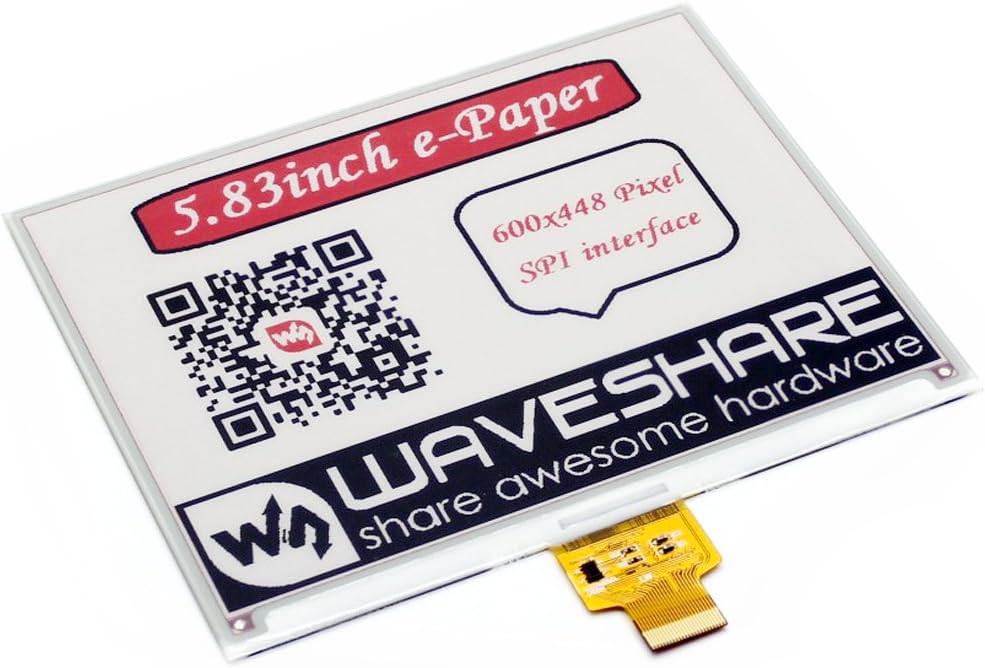 5.83inch E-Ink Display HAT Module 600x448 E-Paper Electronic Paper Screen Three-Color Red/Black/White for Raspberry Pi/Jetson Nano/Arduino/STM32