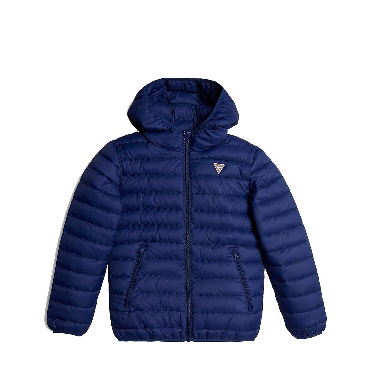 Guess, Giubbino Imbottito con Cappuccio Blu Navy Ragazzo Bimbo Bambino 16A