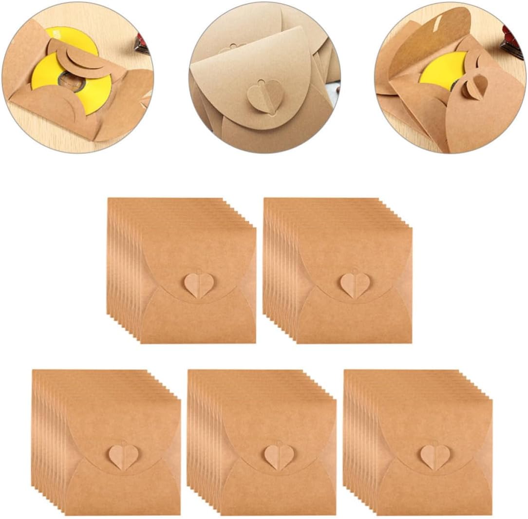 WOONEKY 50pcs Kraft Paper DVD and CD Sleeves Envelopes for Home Storage Prevent Scratching and Organizing Discs Vintage Kraft Paper Material Case