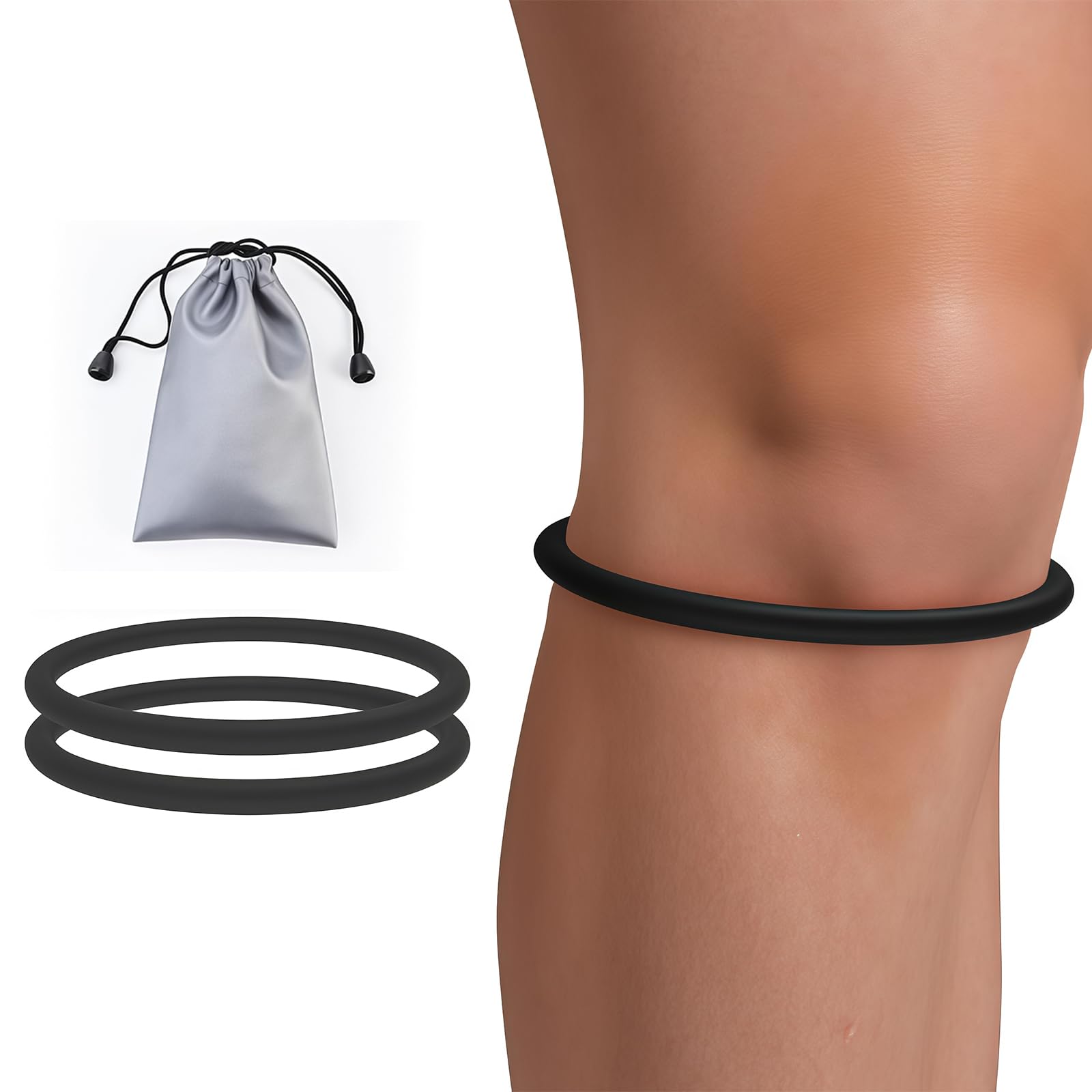 2 pezzi di fascia per ginocchio per sollievo dal dolore, supporto per ginocchio per basket, corsa, tennis, calcio, escursionismo, fascia tendine patellare in silicone per uomini e donne