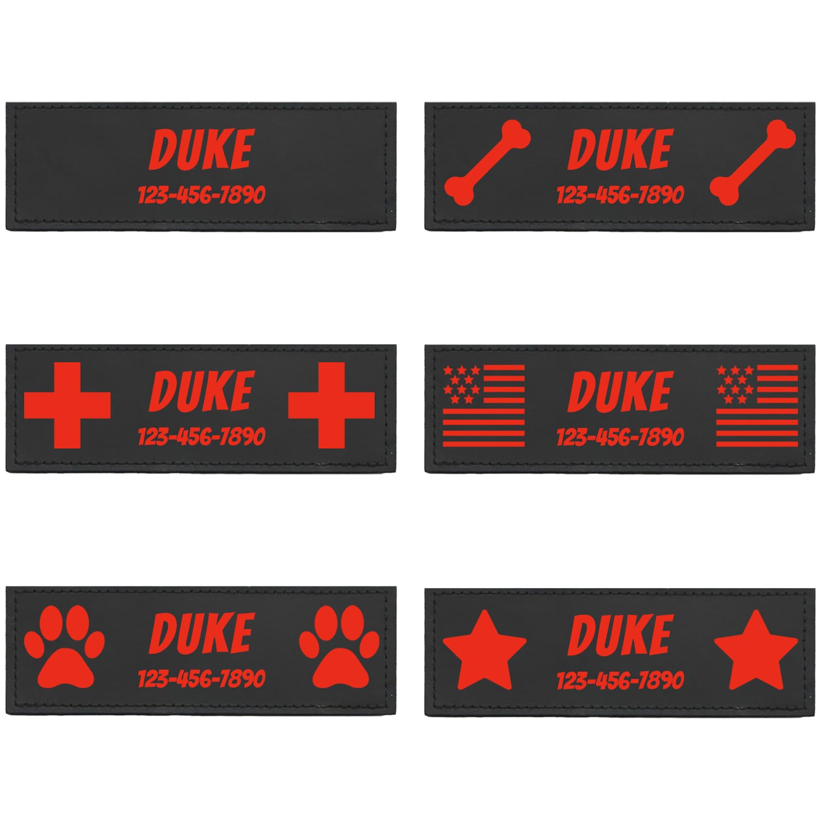 Customised Patches for Dog Harness - Vibrant Personalised Name Dog Patches for Harness - Bespoke Name Tag for K9 Tactical Vest (Red, Medium (4 * 1.6 Inches))