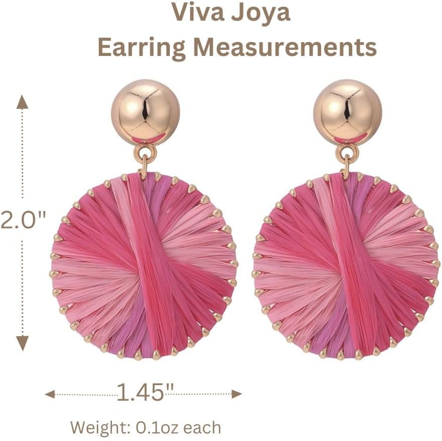 Viva Joya Boho Raffia-Style Dangle Earrings, Lightweight Handmade Woven Statement Jewelry for Women, Offered in Solid Shades, Color-Mix Designs, and Unique Vintage-Washed Styles - Image 4