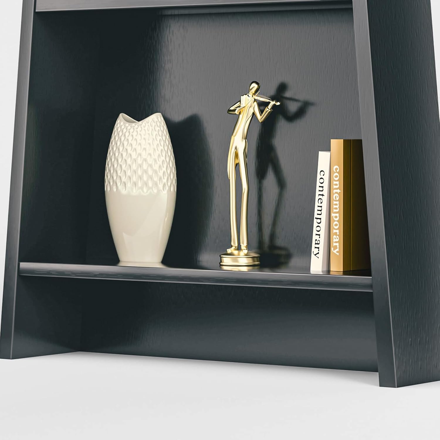 Ryoko Floor Clock Bookshelf, 5-Tier Storage Cabinet with Large Silent Quartz Clock, Grandfather Wood Clock,Simple Modern Nordic Solid Wood Bookcase Display Shelf for Living Room, Bedroom, Home Office