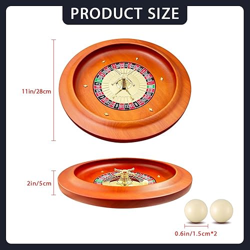 Miniatura 2 de hklllm Rueda de ruleta de 11 pulgadas para adultos, rueda de ruleta profesional, rueda de ruleta de madera, excelente para la noche de juegos en