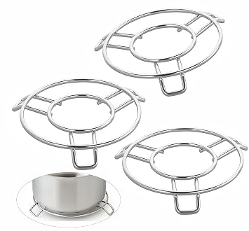 Drumstone (𝐒𝐩𝐞𝐜𝐢𝐚𝐥 𝟏𝟓 𝐘𝐞𝐚𝐫𝐬 𝐖𝐚𝐫𝐫𝐚𝐧𝐭𝐲) Sun 3Pc Stainless Steel Trivet Set – Heavy-Duty Hot Pot Stand for Kitchen & Dining Table | 3mm Rod Round Vessel Holder(Pack of 3, 16cm)-Free