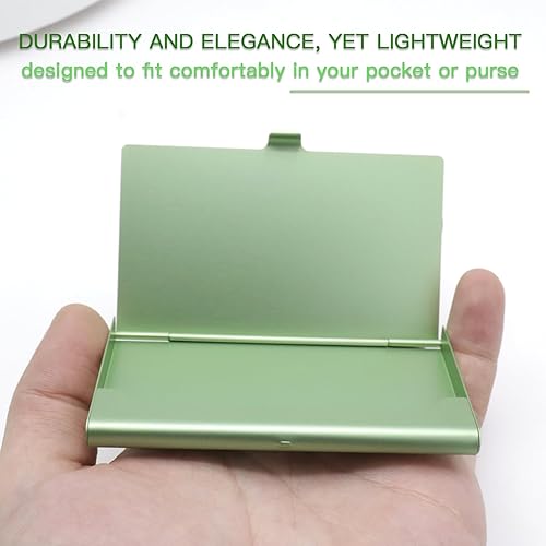 Vista 42 de Paquete de 2 tarjeteros de metal negro, funda para tarjetas de visita de aleación de aluminio, funda abatible de bolsillo delgado, tarjetero