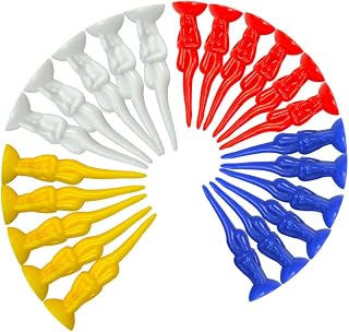STOBAZA 24 Piezas Tees de Golf Reutilizables de Plástico Resistentes para Prácticas Soportes Estables para Pelotas Accesorios de Golf Amarillo Azul Blanco Rojo