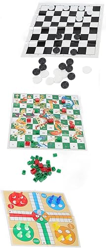 Miniatura 6 de 4 en 1 Juegos de mesa Set Patrón Claro Plegable Damas Portátil Ajedrez Niños