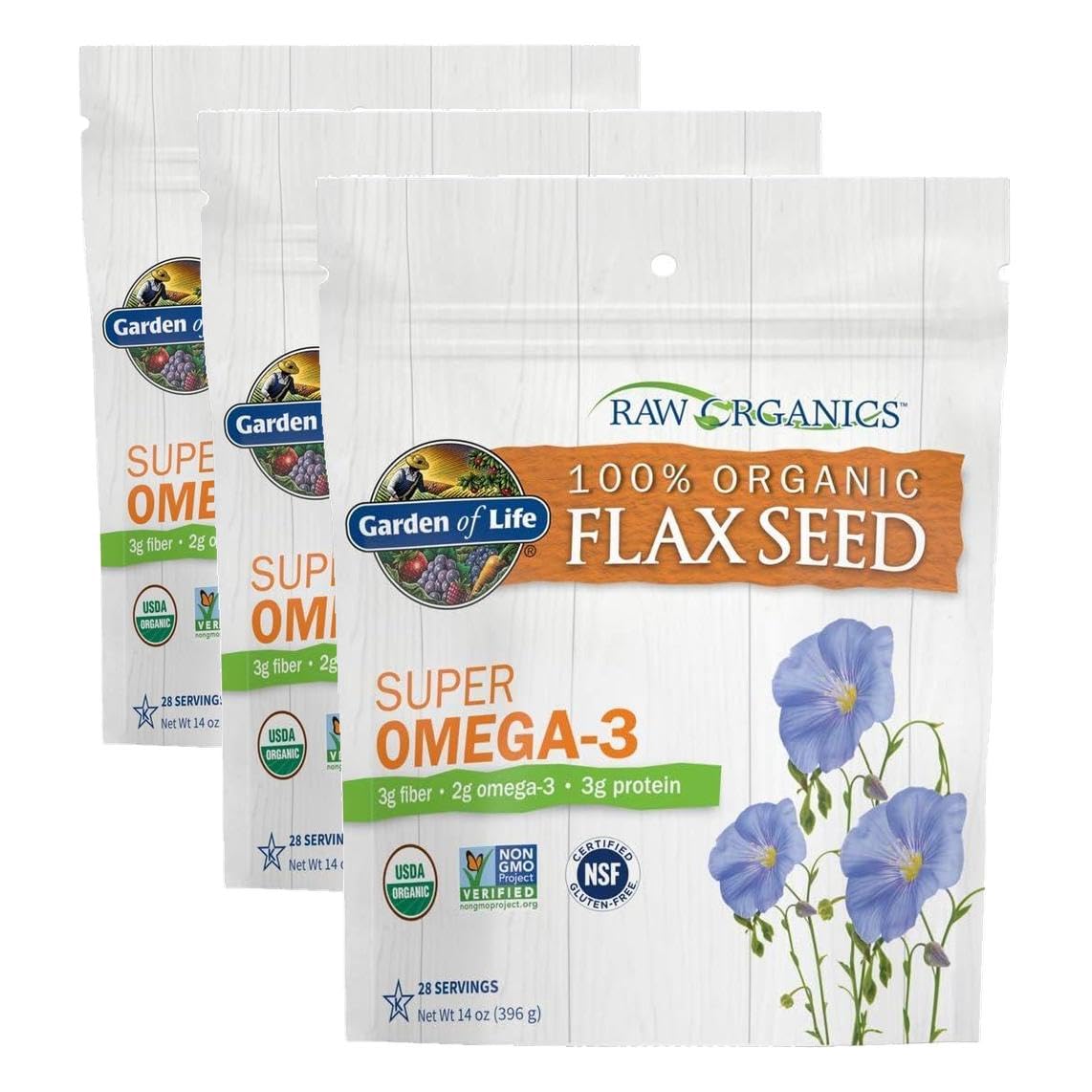 Garden of Life Suplemento de Linhaça Dourada Orgânica Moída a Frio, 2 g de ômega 3, 3 g de fibras, 3 g de proteínas, 1,19 kg