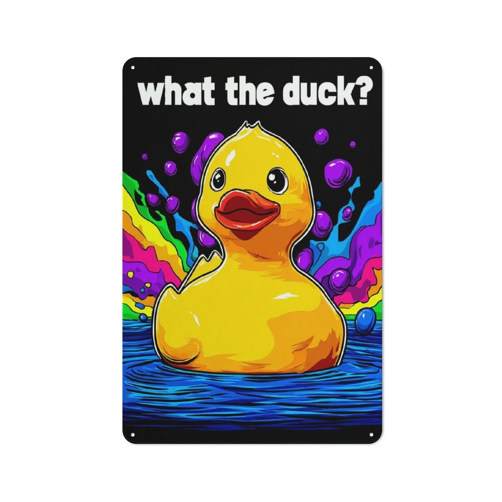 Junmoney Colorful Duck Splash Art Rustic Tin Sign 30X20cm Featuring For Bar Or Restaurant, Seasonal Metal Wall Decor For Autumn Interiors