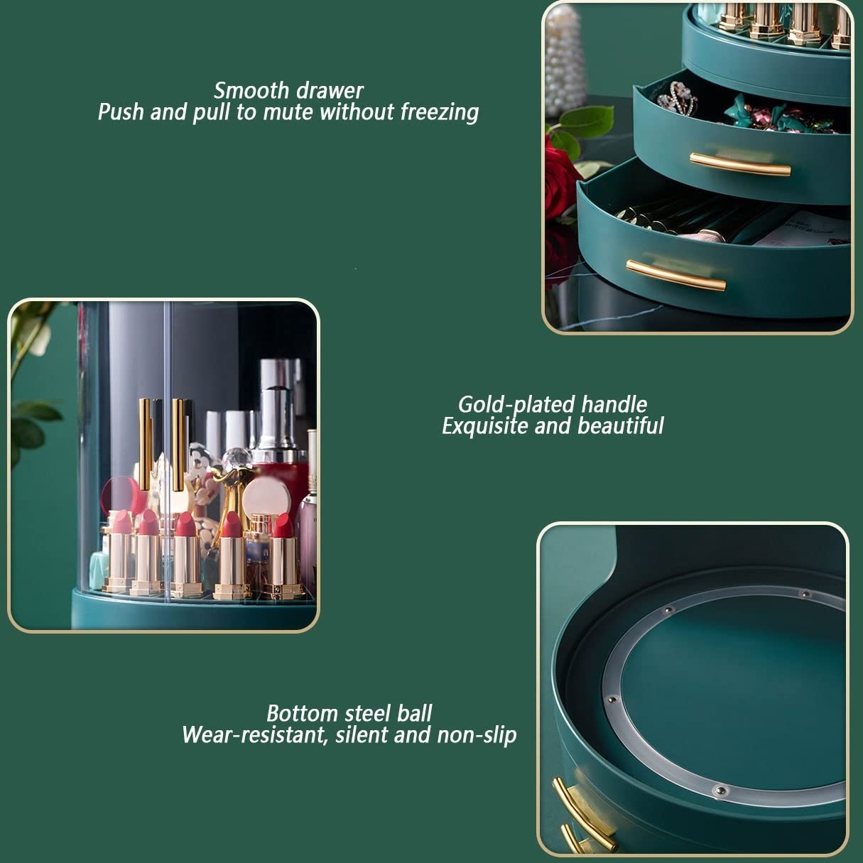 Organizzatore di trucco di grande capacità con specchio a LED – Perfetto toeletta da toeletta per cosmetici per prodotti per la cura della pelle – Vetrina efficiente