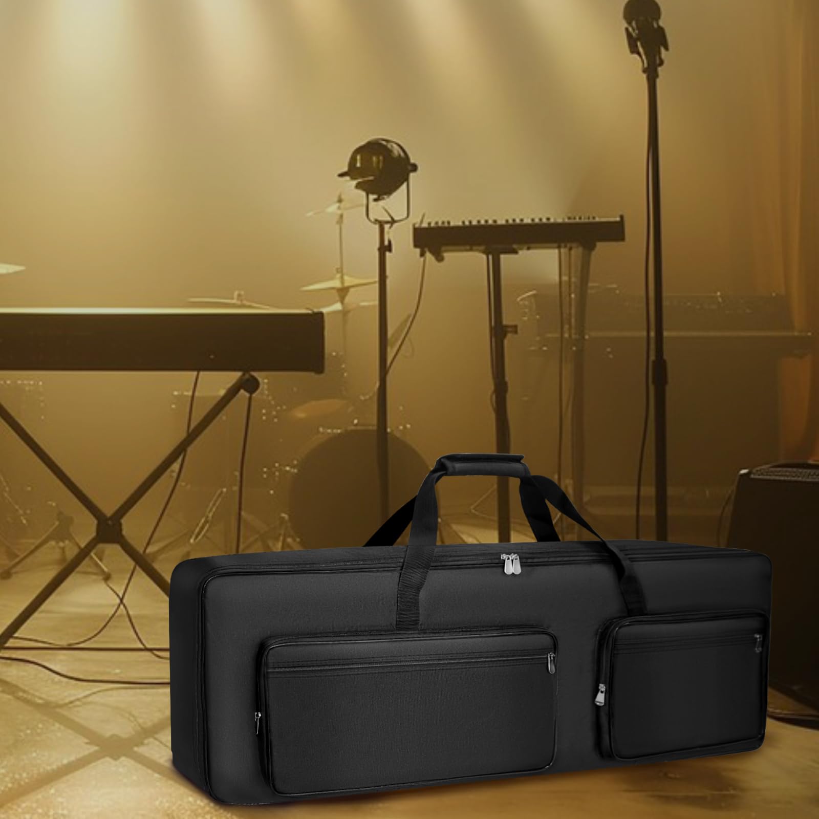 Sundoy Borsa da concerto per tastiera a 88 tasti, zaino per pianoforte elettrico realizzato in Oxford 600D con imbottitura in cotone da 10 mm, resistente per l'uso (138x18x38 cm)