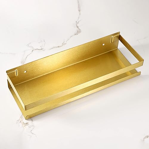 Miniatura 2 de OwnMy Estante de ducha dorado de 12 pulgadas de acero inoxidable, cesta de ducha de baño, cesta de ducha, cesta de ducha de metal a prueba de óxido,