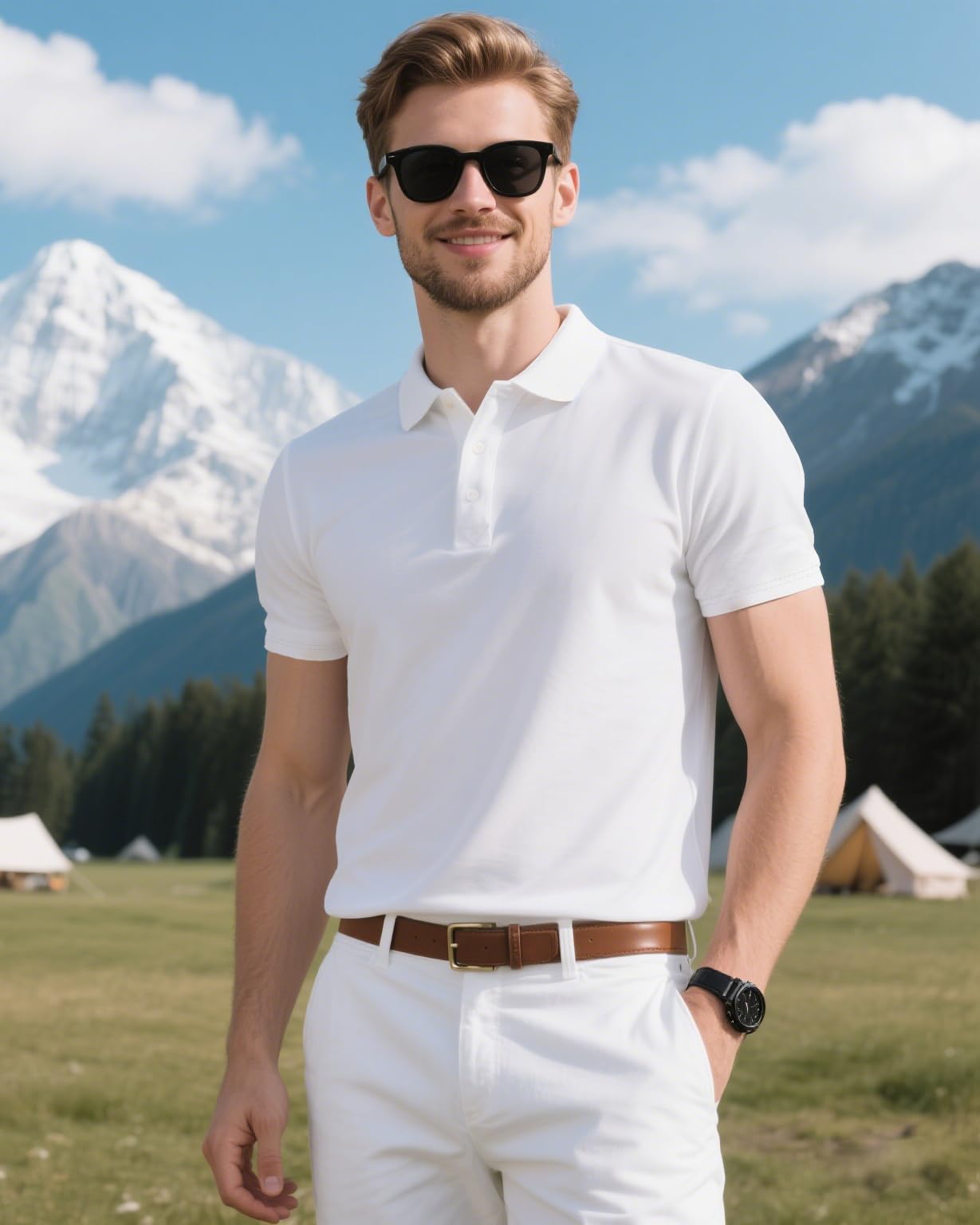 Herren-Polo-Shirts, schnelltrocknend, kurzärmelig, athletisch, feuchtigkeitsableitend, lässig, Golf-Shirt, 3er-Pack, Schwarz/Weiß/Marineblau, XL
