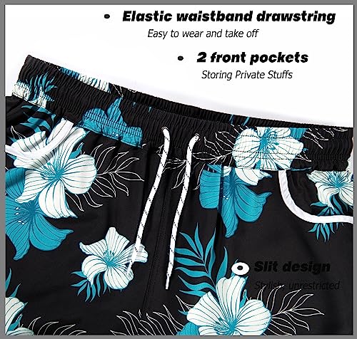 APTRO Damen Badeshorts Strandshorts Boardshorts Badehose Wassersport UV Schutz Sommer Sport Shorts Blumen WS253 XL 4