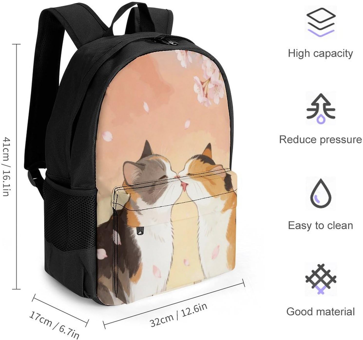 Cat Kiss Backpack Daypack Travel Backpack | Lightweight Casual Laptop Backpack for Women Men Aesthetic Travel Bag for Weekender Business Hiking Outdoor