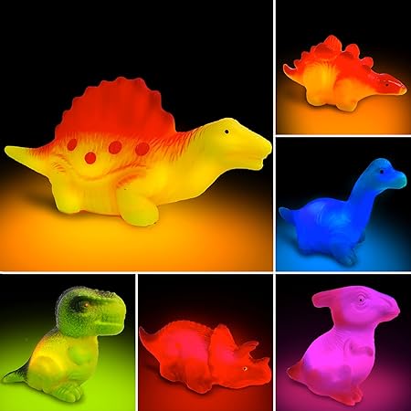 BOSOZOKU Baby & Toddler Toys,Bath Toys BOSOZOKU 6 Packs Light-Up Floating Dinosaur Bath Toys Set, for Baby Toddler Nephew in Birthday Great Water Bathtub Shower Pool Bath Toy for Children Preschool