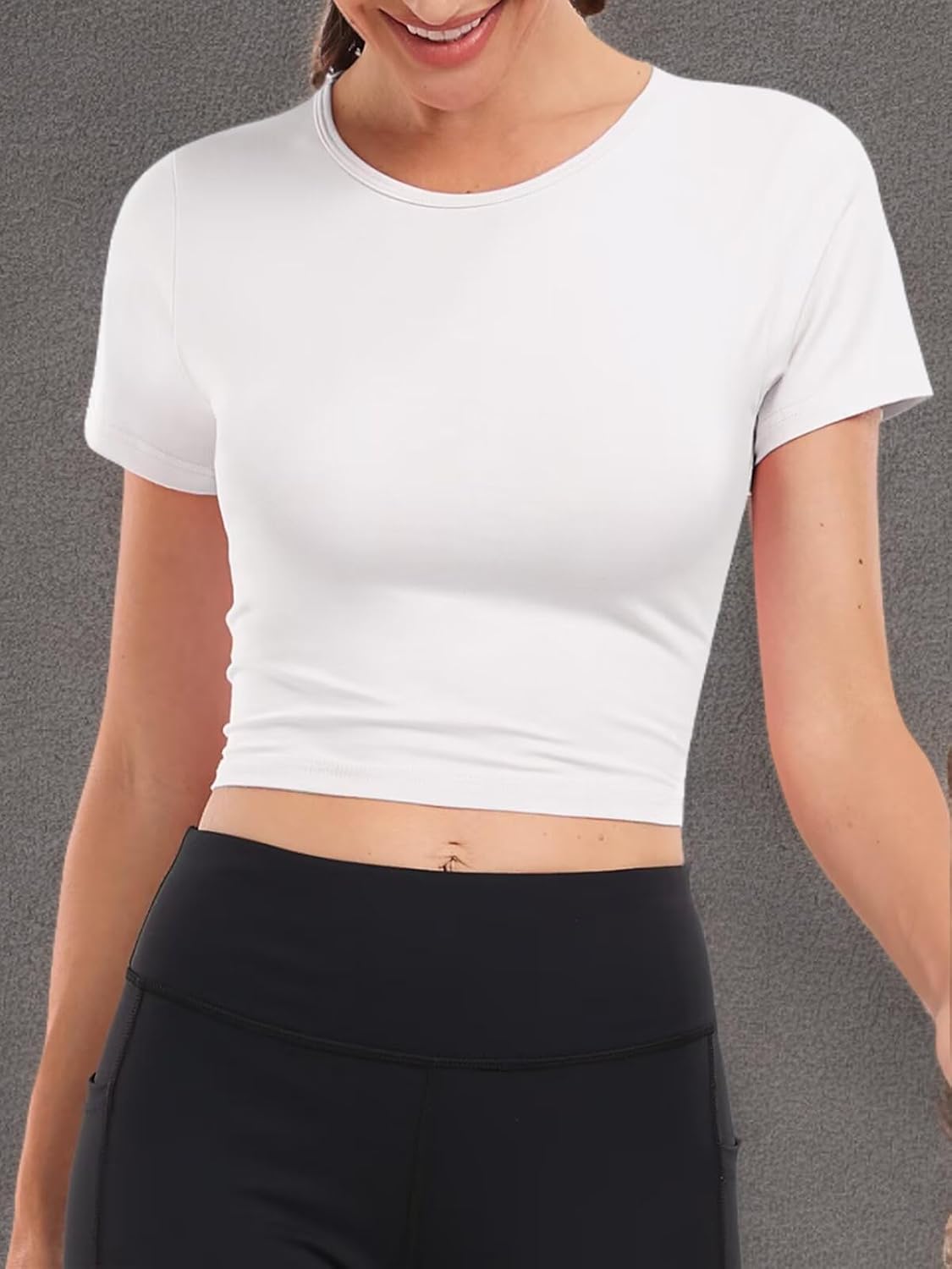 3 Pack Women's Crop Tops Workout Tshirt Cotton Short Sleeve T Shirts Cropped Basic Tees - Image 6