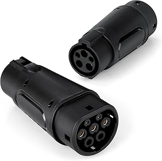 Type 1 to Type 2 Ev Charging Cable Car Charger Adapter - 32A 7.2 kW Type 1 to Type 2 Adapter Charger Adapter 1-Phase Black Connector With Protective Case（Type 1 Power ports to type 2 car port)