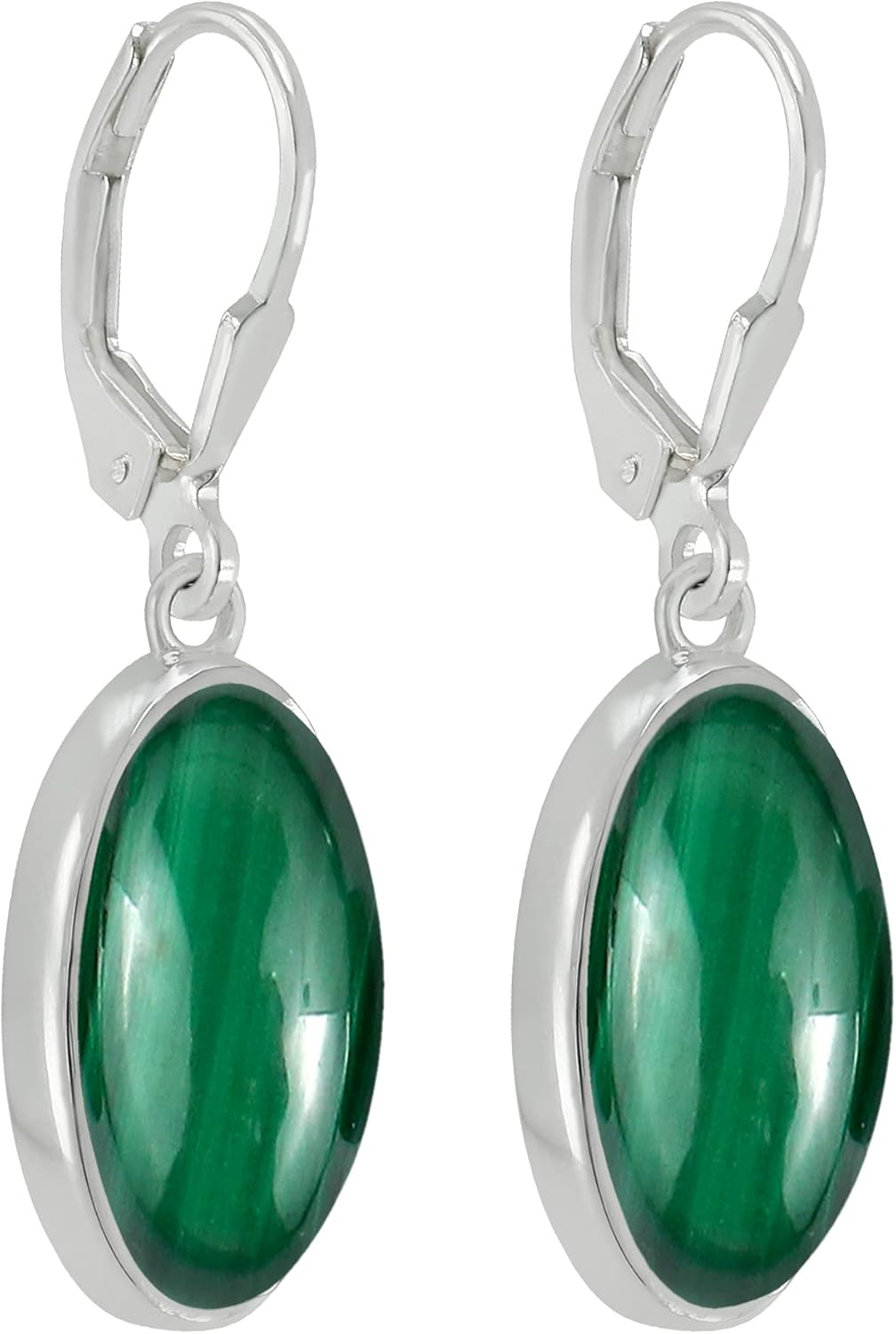 Natural Moonstone/Labradorite/Crystal/Amethyst Oval Gemstone Dangle Earrings - 925 Sterling Silver Plated Birthstone Earrings for Women - Handmade Leverback Jewelry Gifts for Her - Image 2