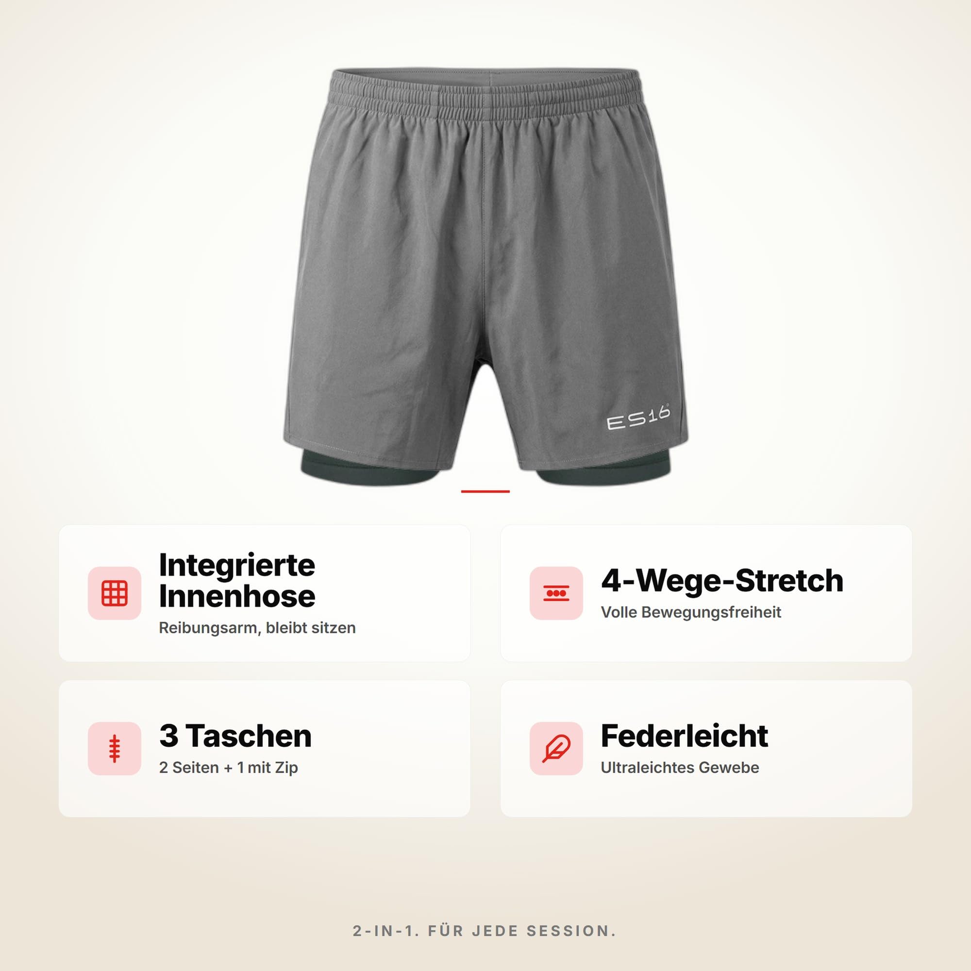 Spodenki Performance z Wewnętrznymi Spodenkami Męskie | Funkcyjne Spodenki 2-w-1 do Kolarstwa, Fitnessu i Biegania – Lekkie, Szybkoschnące, z Wbudowaną Wkładką