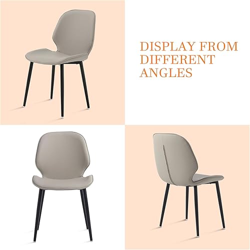 Miniatura 8 de Juego de 4 sillas de comedor tapizadas para mesa, sillas de comedor modernas de piel sintética de mediados de siglo con patas de metal, silla de