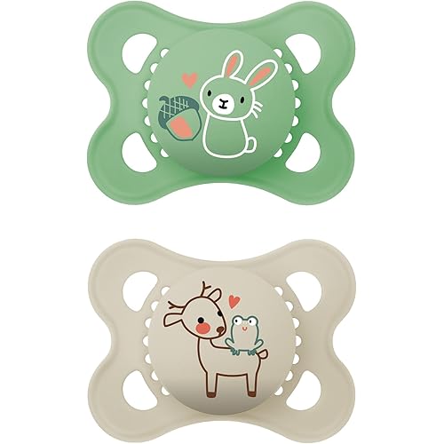 MAM Original Matte Baby Pacifiers 0-6 Months, Binky for Newborn Babies, BPA-Free Skin Soft Silicone Nipple, Easy to Clean, Developed with Medical Experts, 2 Count, With Sterilizer Case, Made in Europe