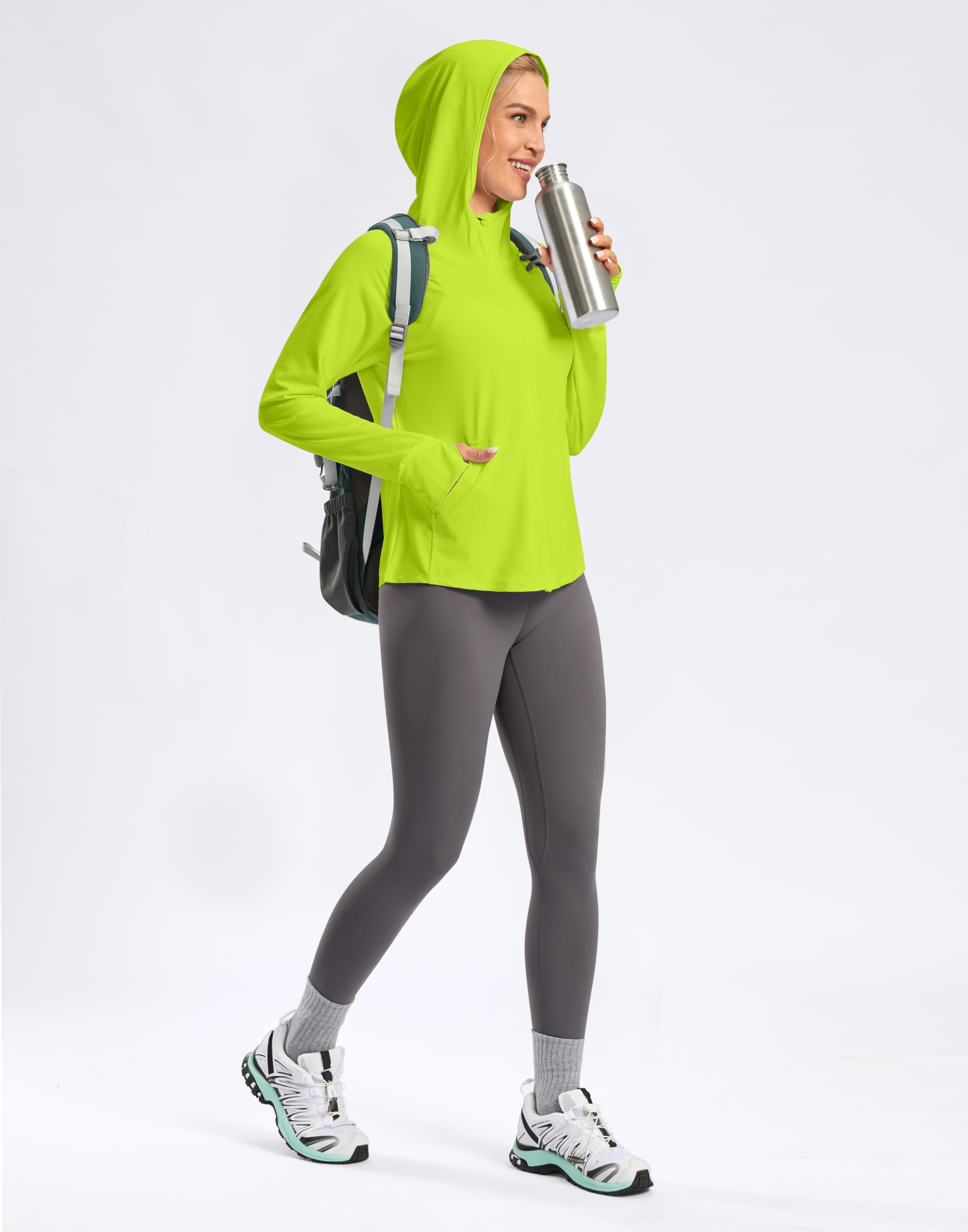 SANTINY Veste à capuche anti-UV UPF 50+ pour femme - Protection solaire - Fermeture éclair - Léger - SPF - Manches longues - Pour la randonnée, la course à pied