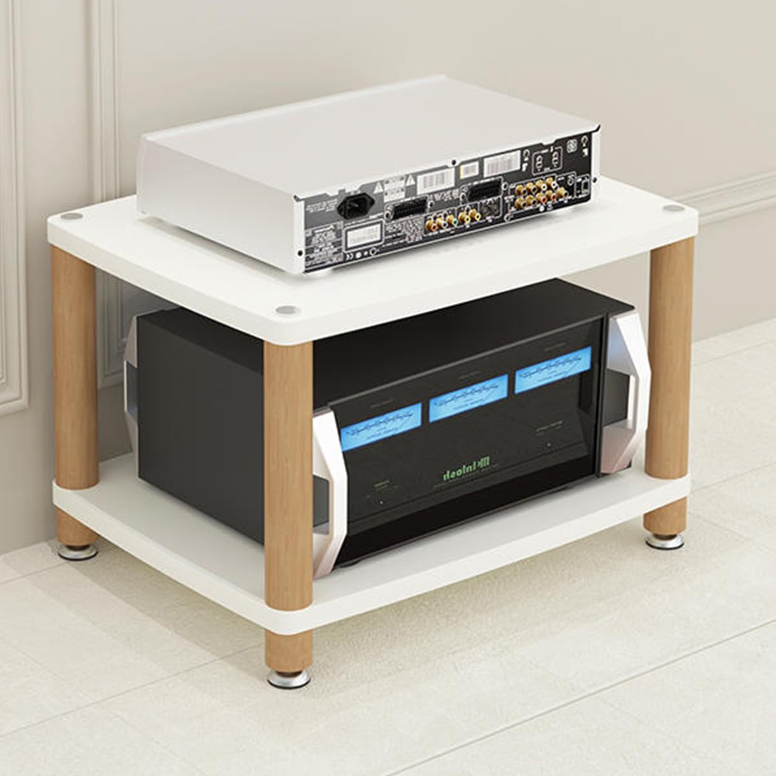 Support audio multimédia AV à 4 niveaux et rangement ouvert blanc