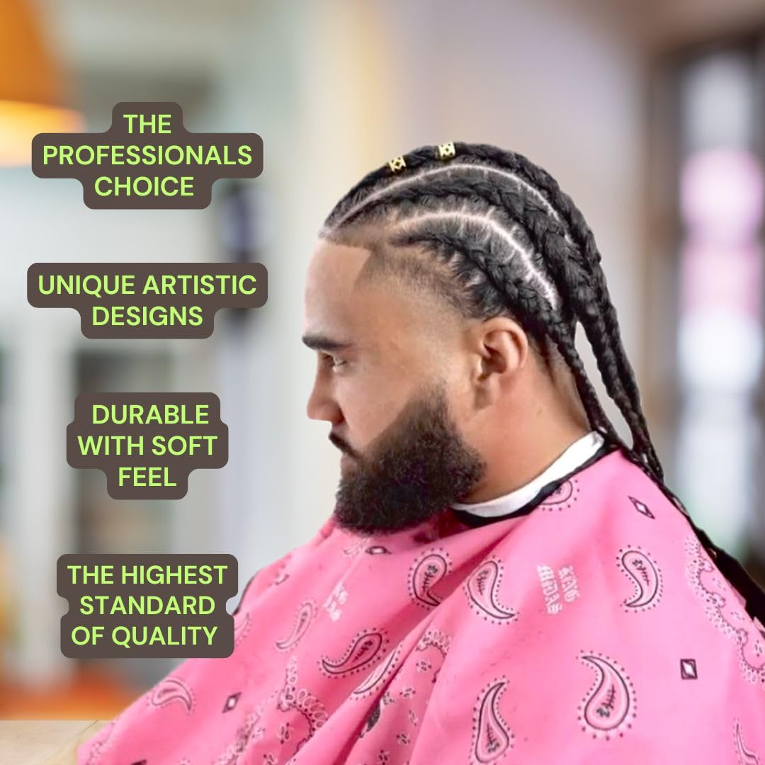 Pink Barber Cape Bandana Salon Cape Professional Hair Cutting Cape Large Size Water Hair Proof Snap Buttons