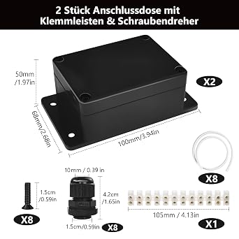 IP65 Junction Box Waterproof 100 x 68 x 50 mm Junction Box Pack of