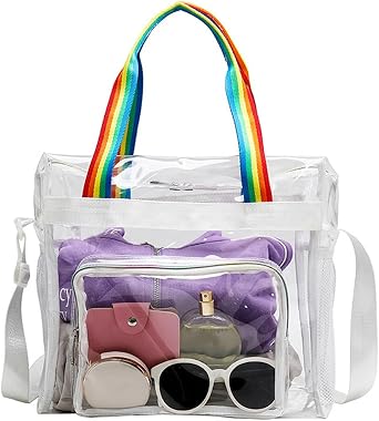 Clear Bag, Transparent Tote Bag with Handle and Shoulder Strap, Clear Bag Stadium Approved 12x6x12