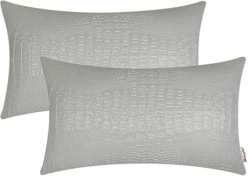 Miniatura 284 de BRAWARM Fundas de almohada de piel sintética de 16 x 16 pulgadas, paquete de 2 fundas de almohada de cuero plateado, almohadas decorativas de piel