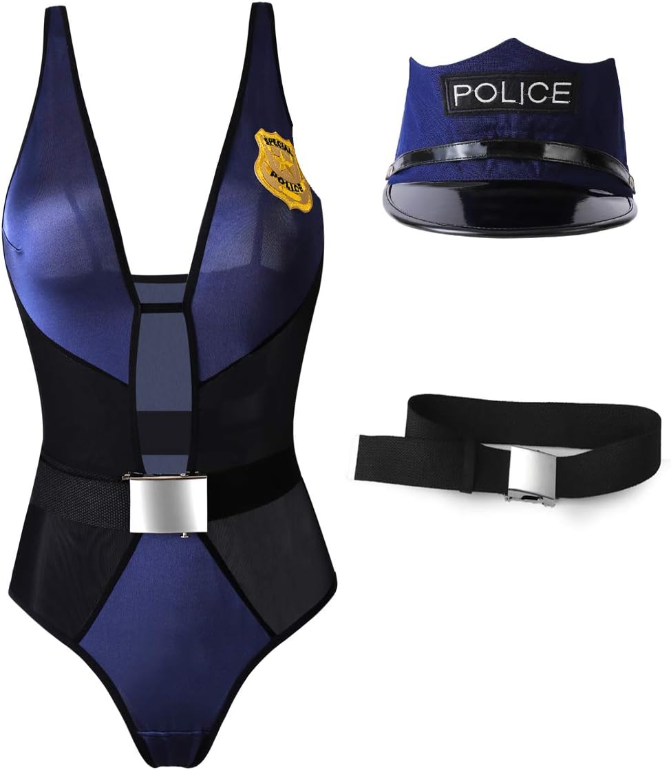 XSPICE Police Lingerie Dirty Cop Officer Costume Teddy Bodysuit Cosplay Outfits