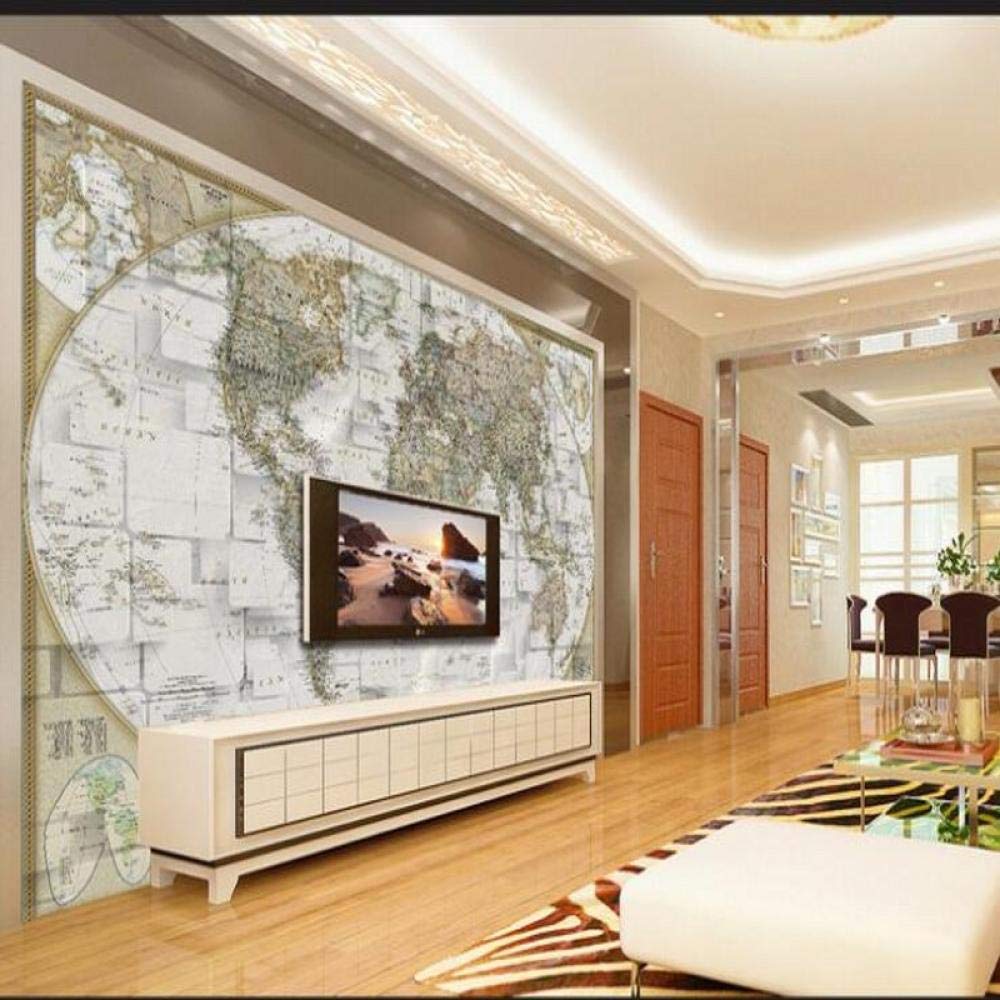 Murales Personalizados A Gran Escala Murales Estéreo 3D Mapa Del Mundo Tv Telón De Fondo No Tejido Papel Tapiz,400 * 280Cm