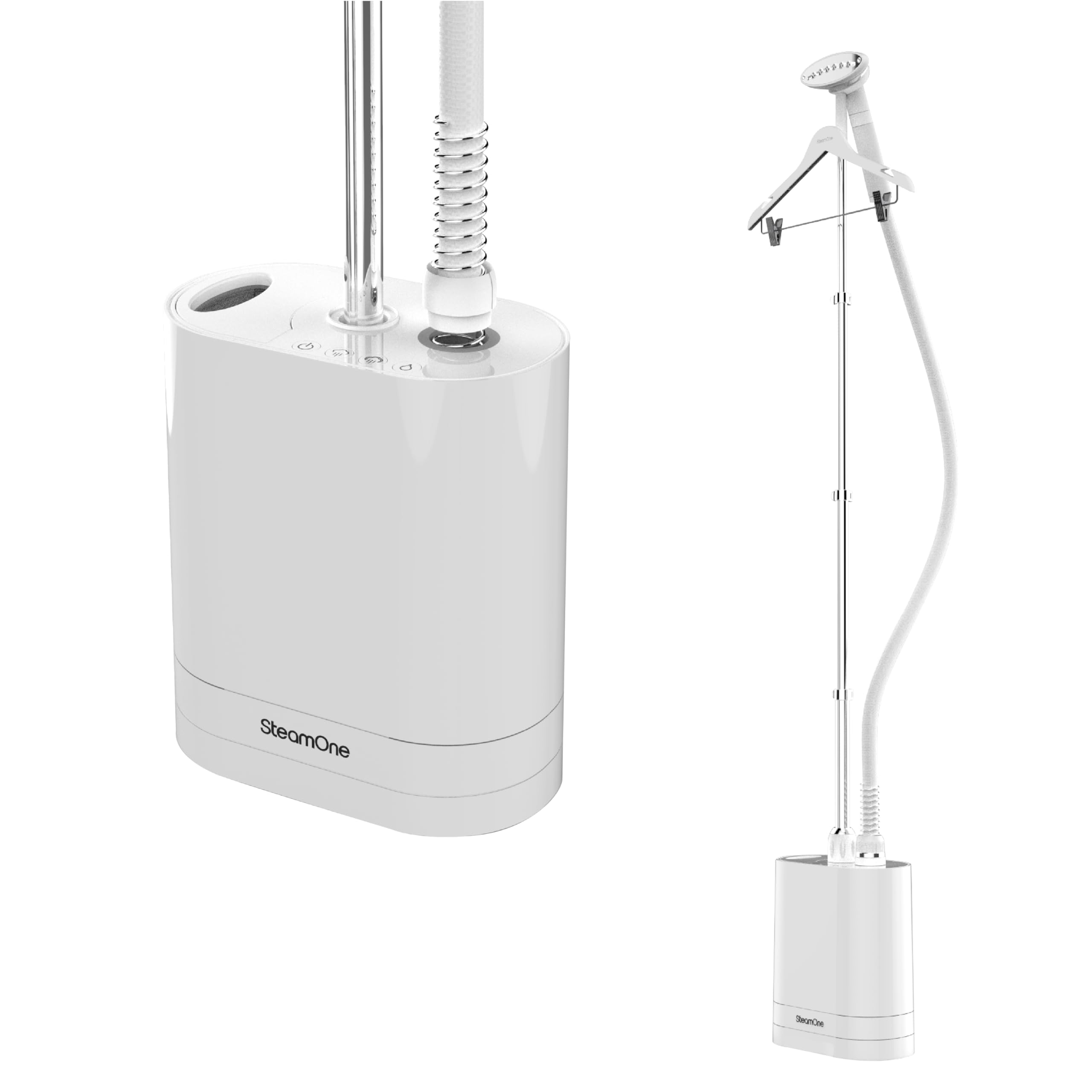 STEAMONE - Steamer Defroisseur Vapeur en Continue 1900W 40g/min - 1.2L Facile et Puissant - Cable 2.2m - Autonomie 60min - Élimine 99,99% d'Impuretés - Prêt en 30s - 2 Niveaux de Puissance EUH2020W
