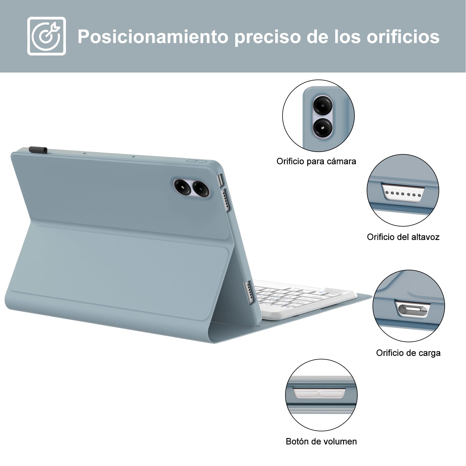 IVEOPPE Funda Teclado para XIAOMI Redmi Pad 2 Pro 2025/Redmi Pad Pro 2024 12.1", Capa Keyboard Español Ñ Desmontable Bluetooth con Portalápices, Azul Brumoso