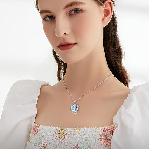 Miniatura 3 de AXELUNA Collar con dije floral de plata de ley con corazón de citrino delicado crisantemo floral con piedra natal de noviembre, cumpleaños, Navidad,