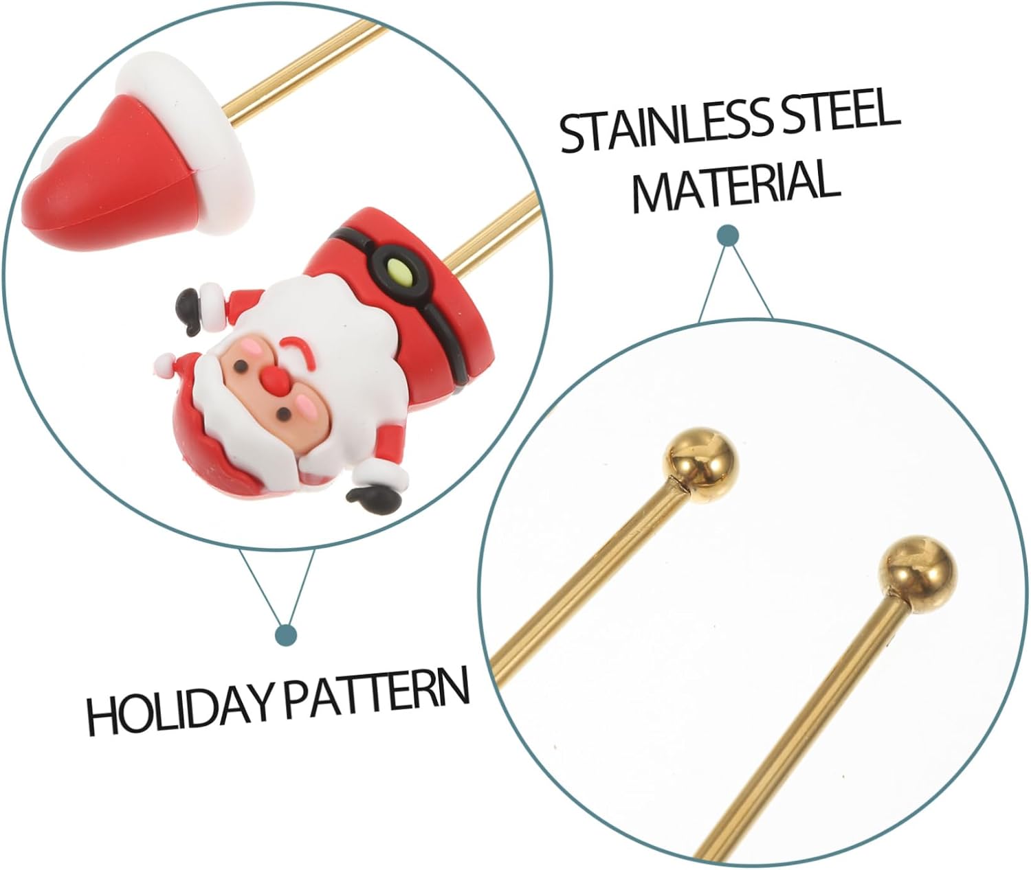 SHOWERORO 6pcs Stainless Steel Christmas Drink Stirrers Reusable Cocktail Mixing Sticks for Coffee Tea and Festive Beverages for Parties and Bars