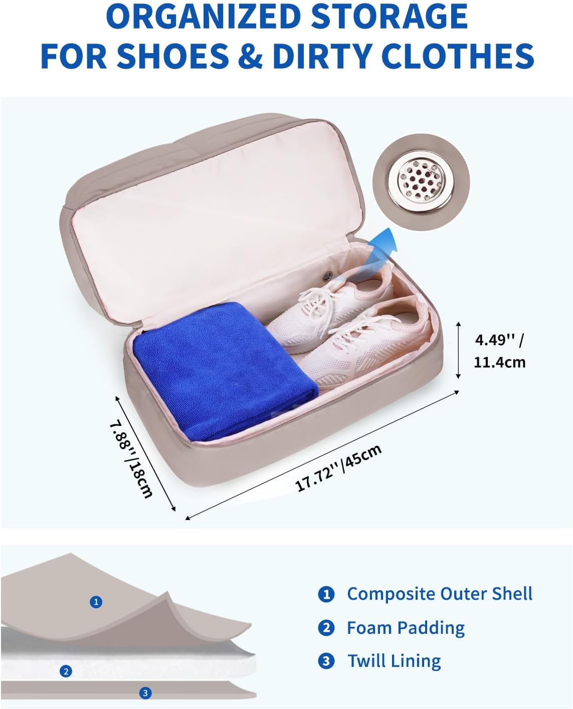 WANDF For Spirit Airlines Personal Item Bag 18x14x8, Lightweight Puffer Travel Duffle Bag for Women with Shoe Compartment & TSA Toiletry Bag Gym Hospital Carry-On Weekender Overnight (Khaki) - Image 5