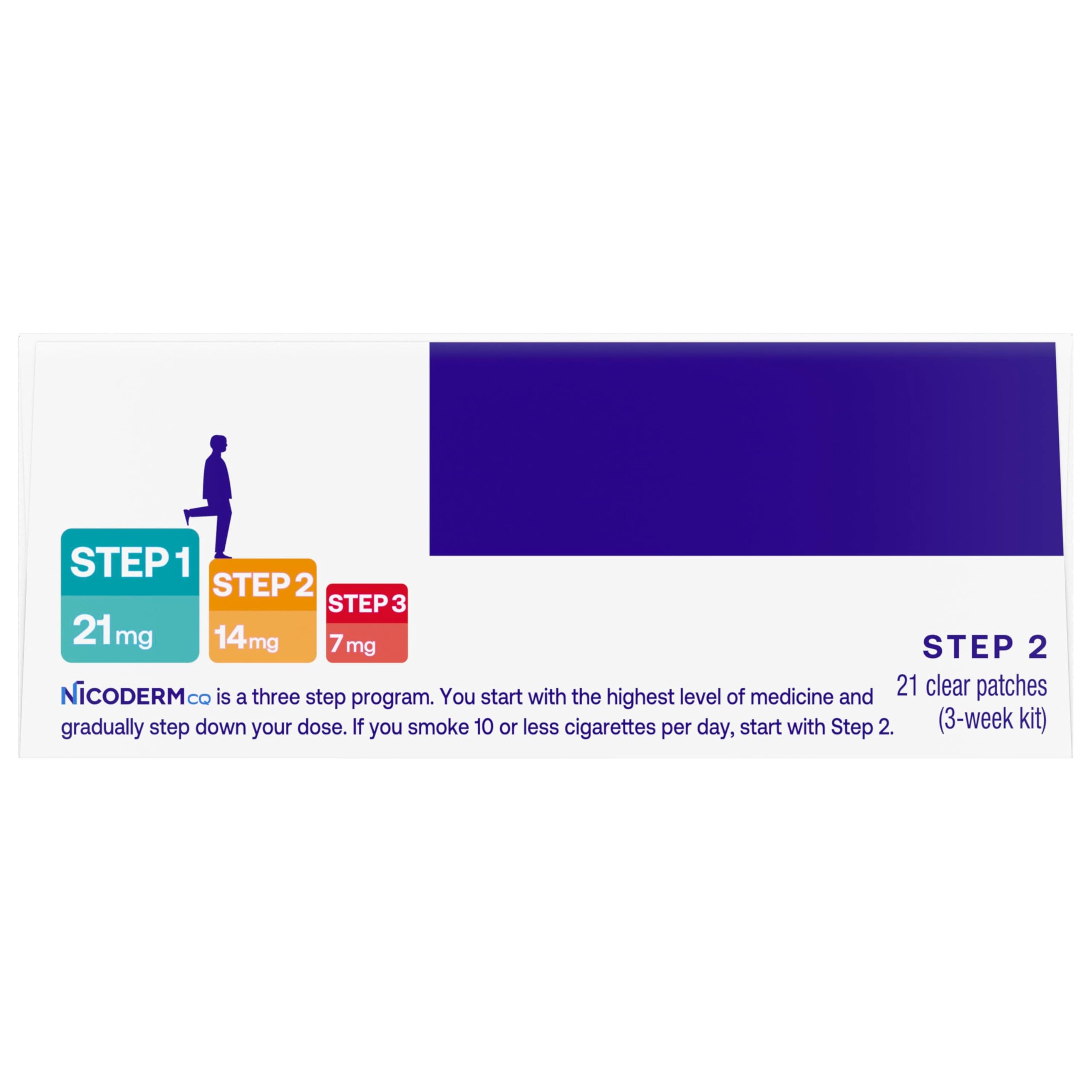 NicoDerm CQ Nicotine Patches to Help Stop Smoking with Behavioral Support Program, 14mg, Step 2-21 Count