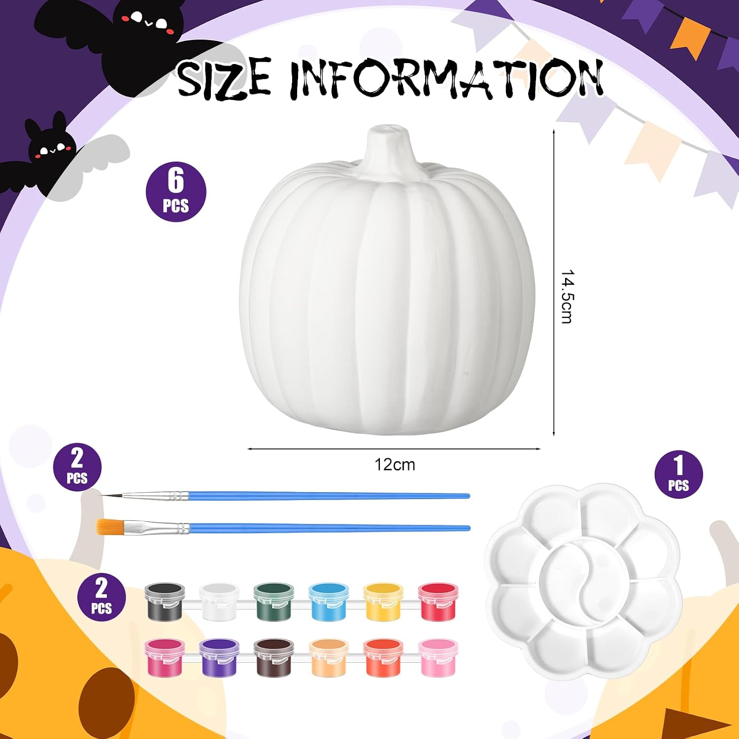 Fuyoooo 4 Sets Ceramic Pumpkins to Paint Craft White Pumpkins for Decorating DIY Faux Harvest Decorative Figurines for Fall Halloween Thanksgiving Party(4.72 x 4.72 x 5.71 Inches)